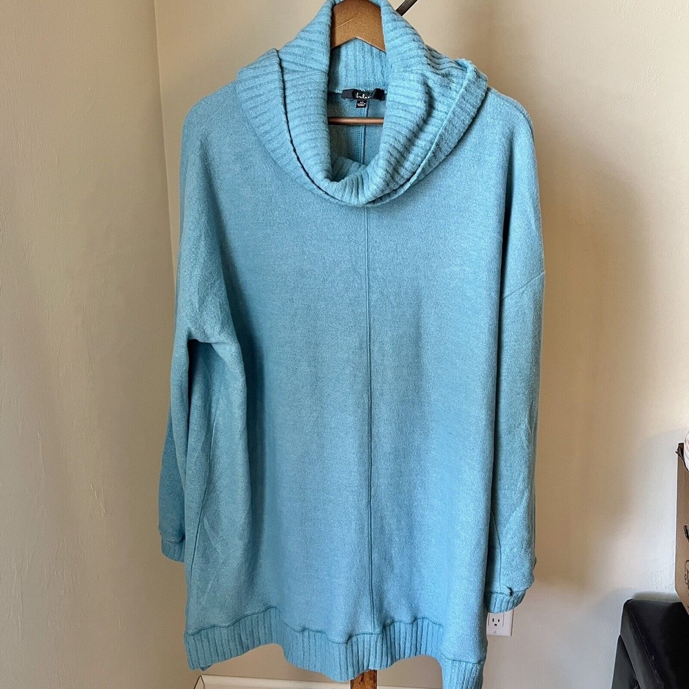 Lulus Autumn Daze Mint Blue Cowl Neck Long Sleeve Sweater Dress XL